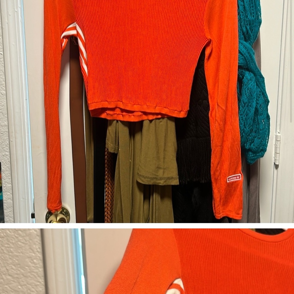 Orange Long Sleeve Top with Logo